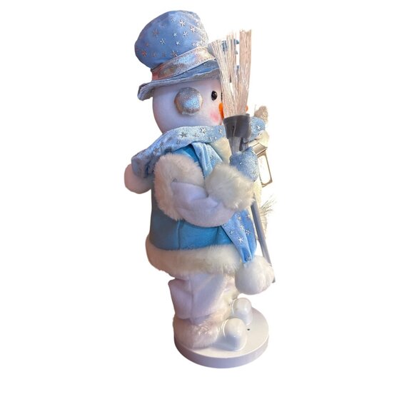 Animated Snowman Figurine With LED Lantern & Broom - Picture 2 of 4